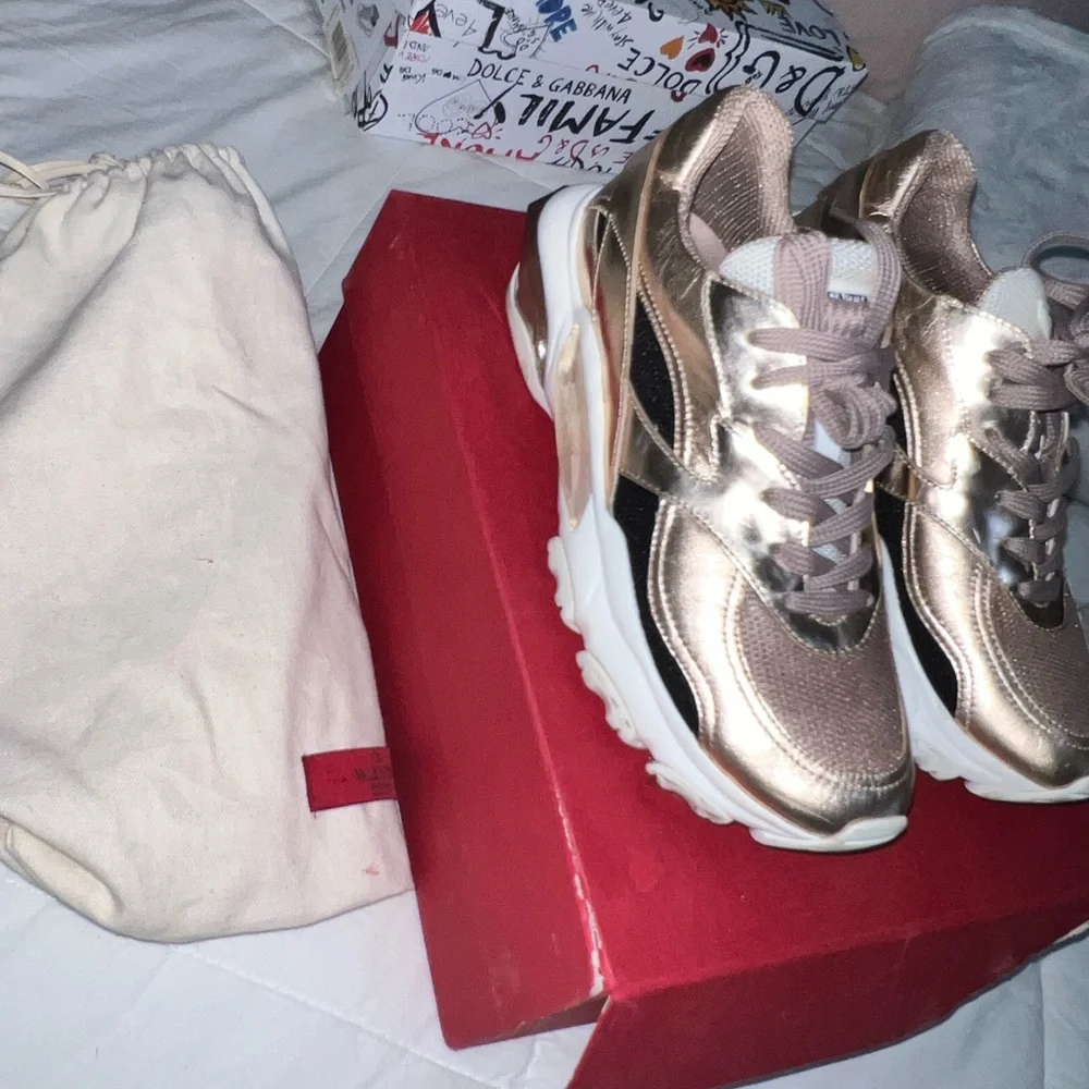 Valentino Garavani Gold and Black Sneakers - Picture 6 of 9